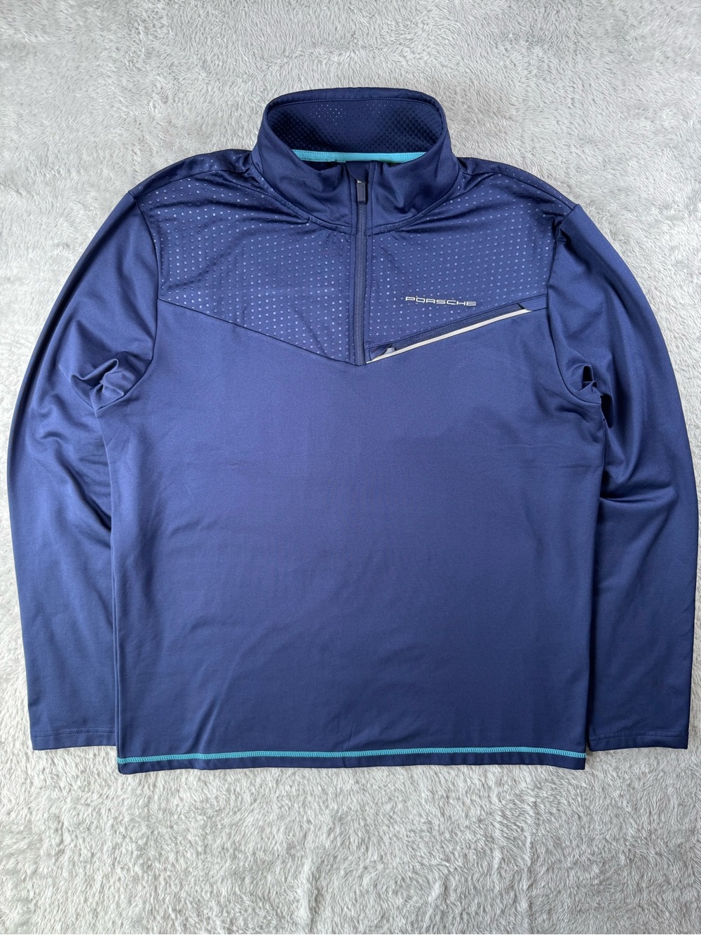 Porsche Design Sport Fleece Lined 1/4 Zip Pullover XL Navy Blue Performance